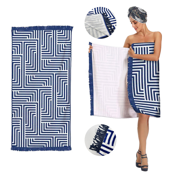Rectangular Sand Free Beach Towel with Tassel