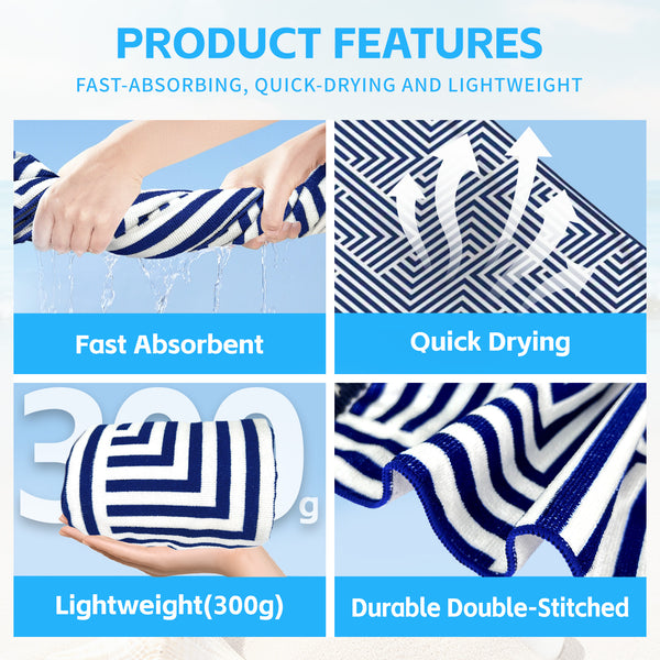 Rectangular Sand Free Beach Towel with Tassel