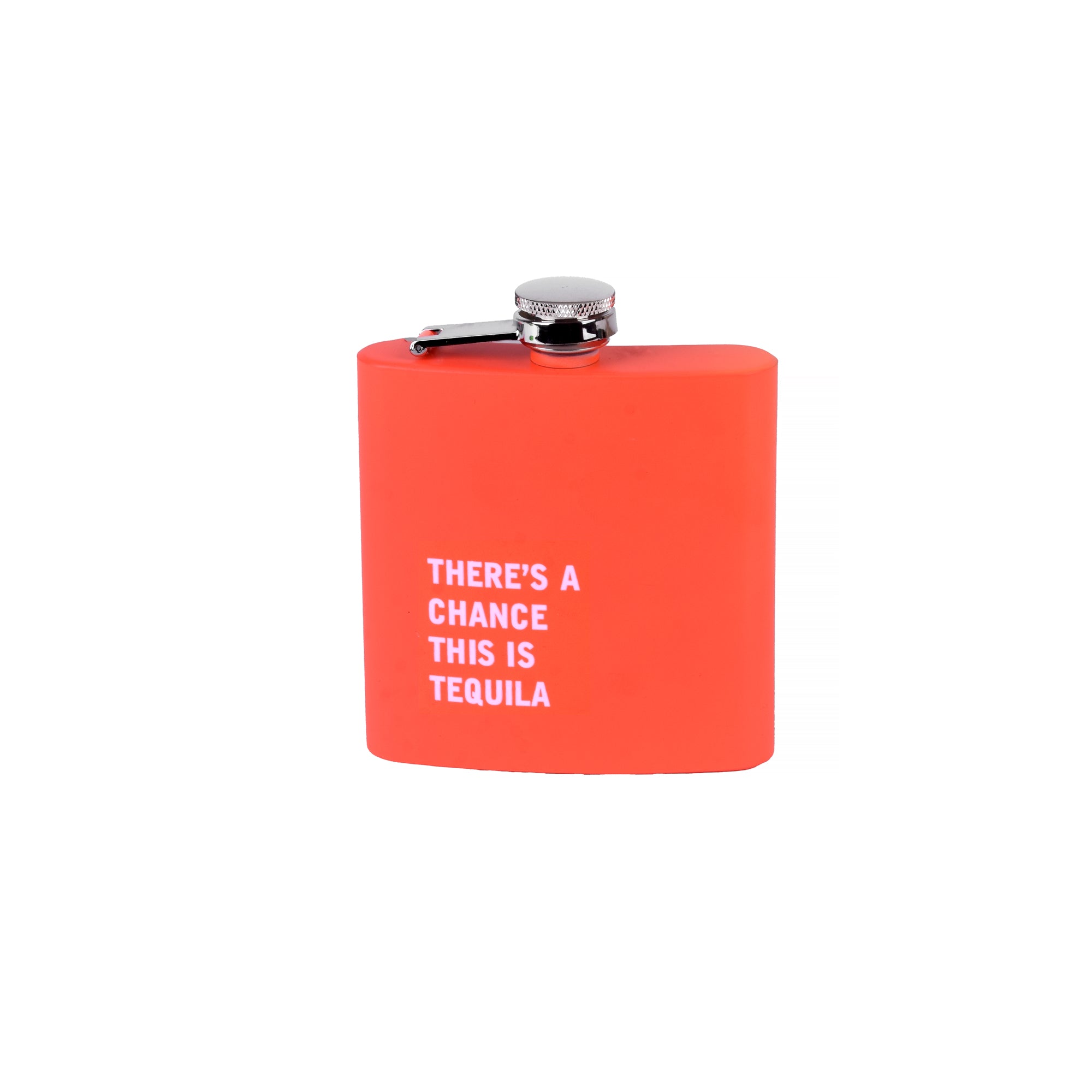 175ml Stainless Steel Hip Flask w Funny Quotes - Orange