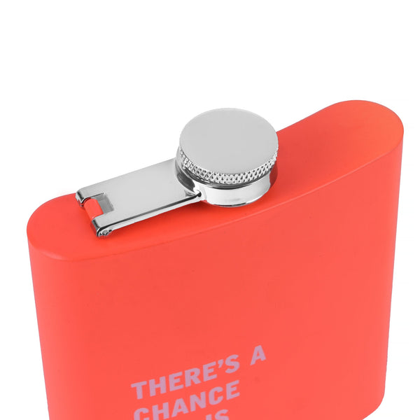 175ml Stainless Steel Hip Flask w Funny Quotes - Orange