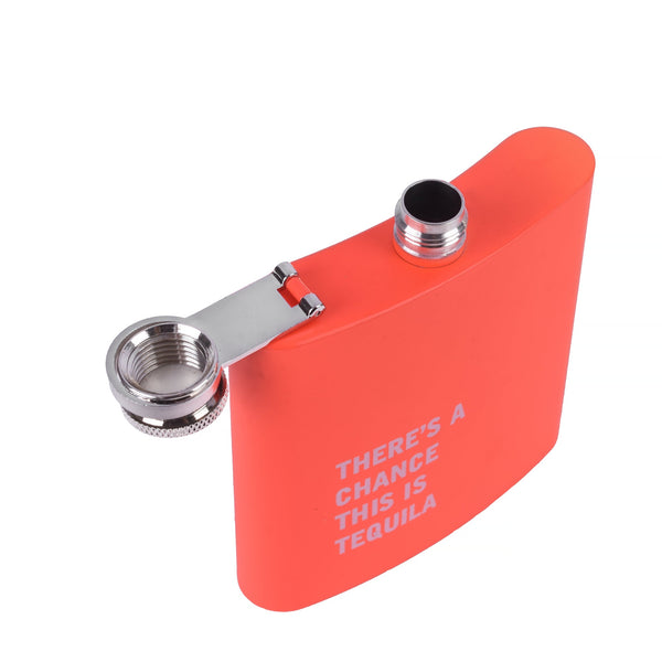 175ml Stainless Steel Hip Flask w Funny Quotes - Orange