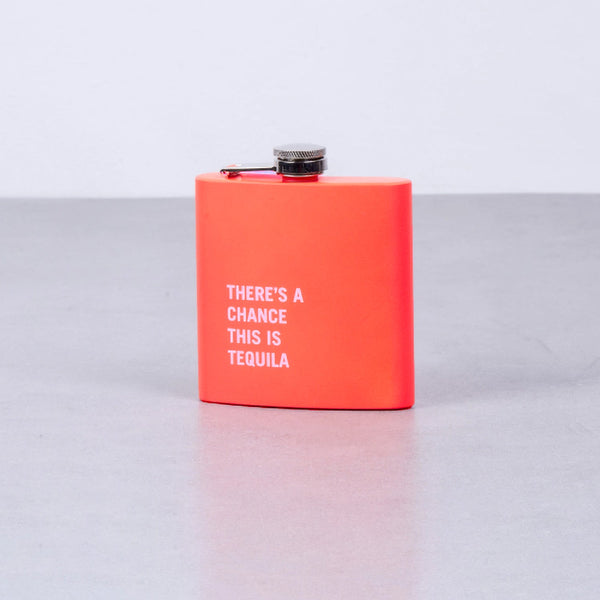 175ml Stainless Steel Hip Flask w Funny Quotes - Orange