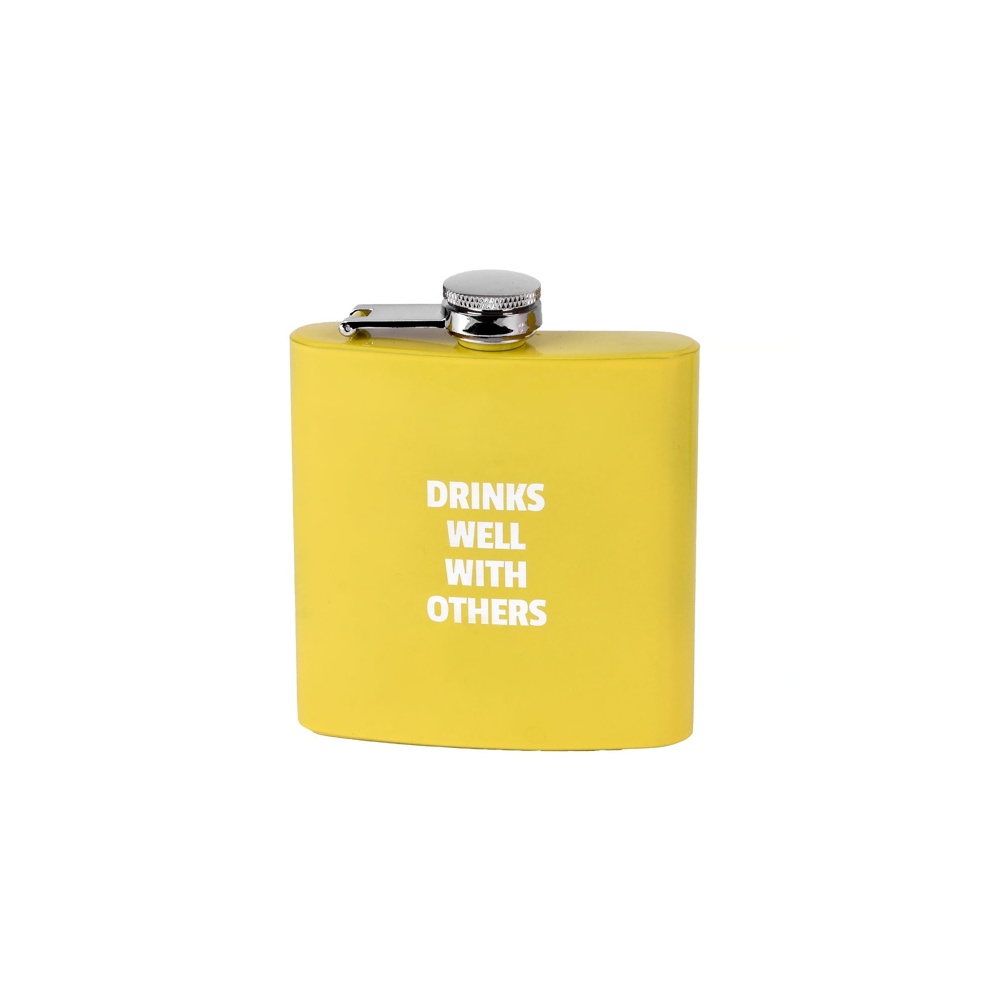 175ml Stainless Steel Hip Flask w Funny - Yellow