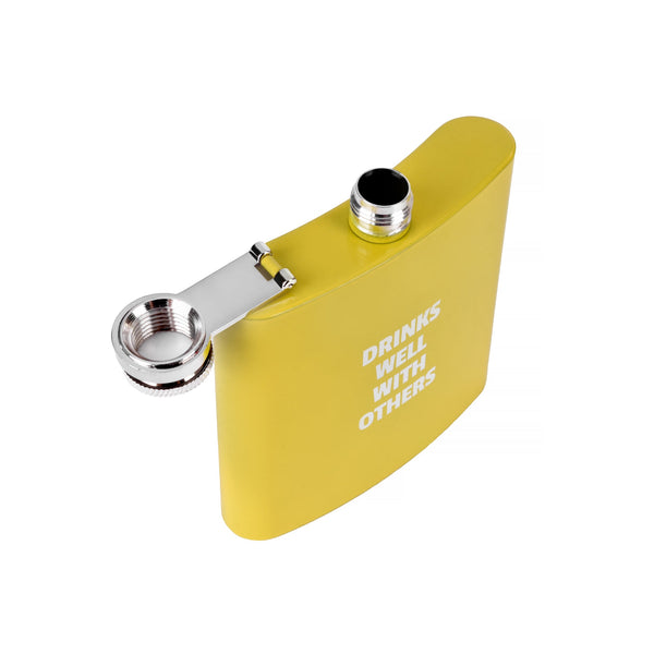 175ml Stainless Steel Hip Flask w Funny - Yellow