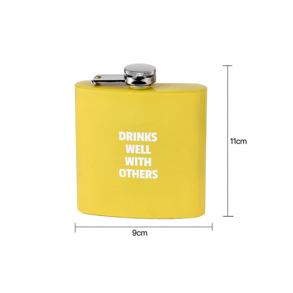 175ml Stainless Steel Hip Flask w Funny - Yellow