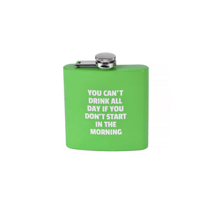 175ml Stainless Steel Hip Flask w Funny - Green