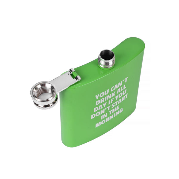 175ml Stainless Steel Hip Flask w Funny - Green