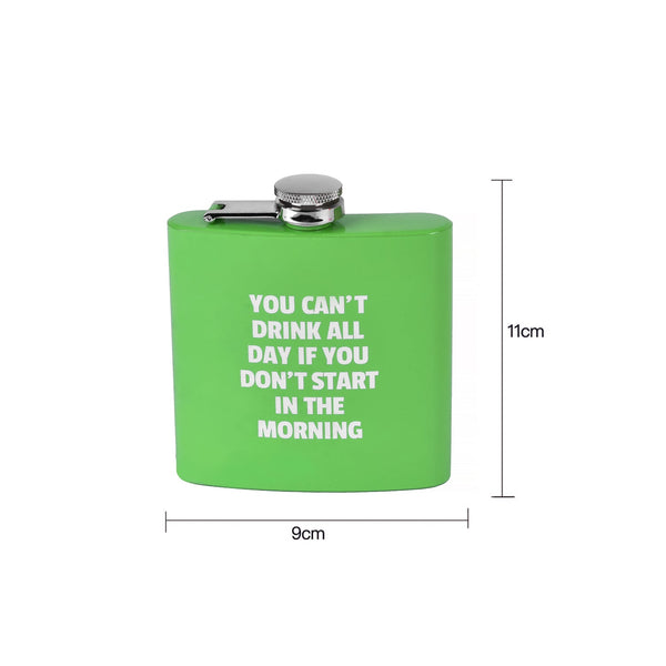 175ml Stainless Steel Hip Flask w Funny - Green